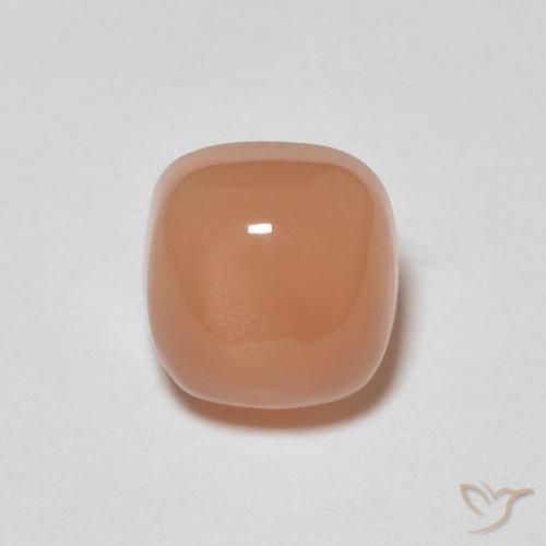 Piedra de Luna Naranja Cabujón forma Cojín de 1.13 ct de India, dimensión 6 x 5,9mm, piedra preciosa natural No tratado, claridad Translúcido, Piedra de Luna de 1 pieza en color Naranja cantaloupe, dureza Mohs de 6 - 6.5, Photo A