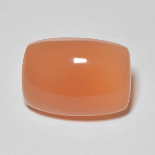 6.8ct Cushion Cabochon Orange Moonstone from India, Dimension 14.2 x 10.1mm, Natural untreated Gemstone, Translucent Clarity, 1 piece Moonstone in Light Orange Color, Mohs Hardness of 6 - 6.5, Photo A