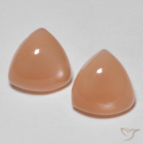 3.17 ct Orange Moonstone, 8.1 x 7.9 mm Trillion Cut From India, Photo A