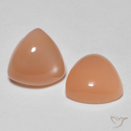 3.17 ctw Orange Moonstone Stones, Natural Moonstone in Trillion Cabochon Shape for Sale