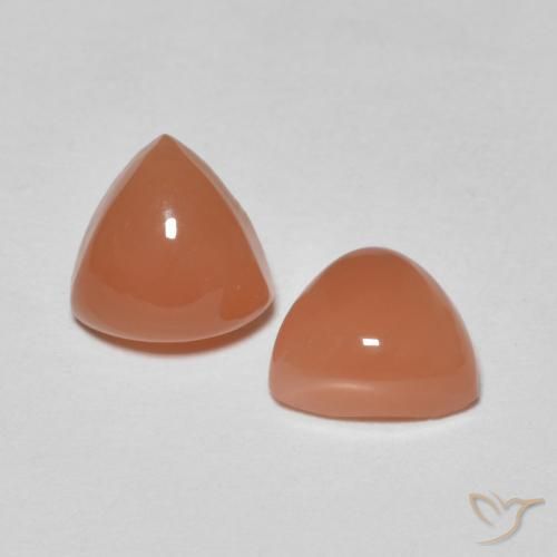 1.57 ctw Orange Moonstone Stones, Natural Moonstone in Trillion Cabochon Shape for Sale
