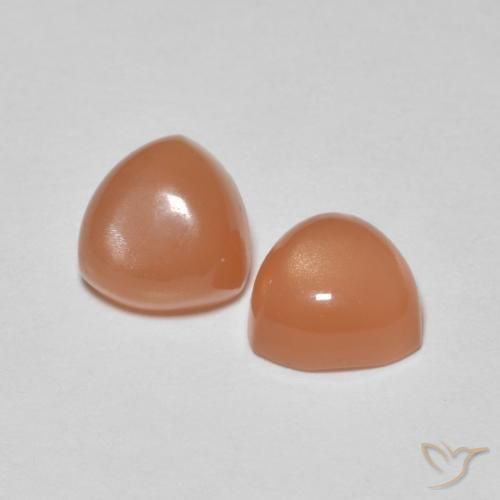 1.58 ctw Orange Moonstone Stones, Natural Moonstone in Trillion Cabochon Shape for Sale