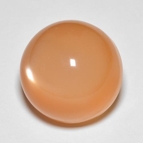 21.41ct Round Medium Light-orange Moonstone from India, Dimension 16.2mm, Natural untreated Gemstone, Translucent Clarity, 1pc Round Cabochon Moonstone, Mohs Hardness of 6 - 6.5, Photo A