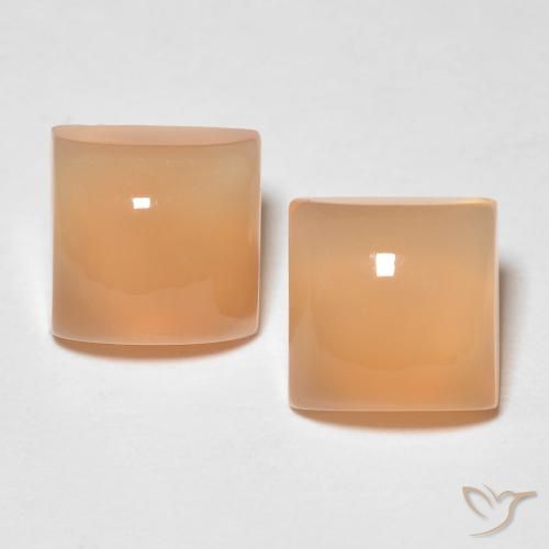 3.84 ct Orange Moonstone, 7 x 6.9 mm Square Cut From India, Photo A