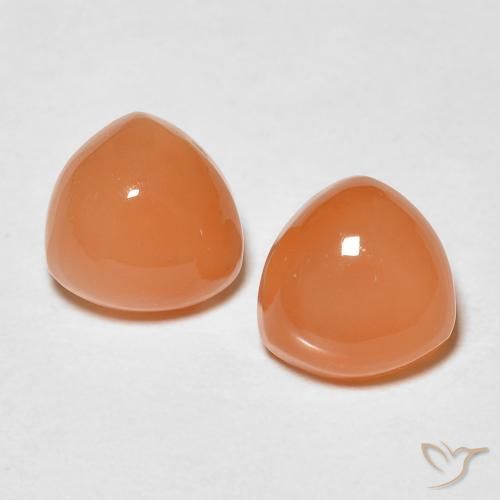 1.75 ct Orange Moonstone, 6.1 x 6 mm Trillion Cut From India, Photo A