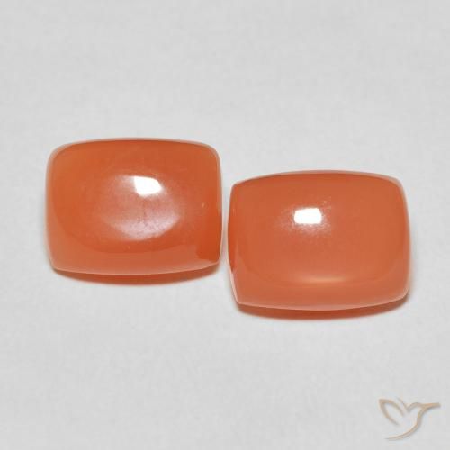 4.82ctw Natural Intense Orange Moonstone, Cushion, Translucent