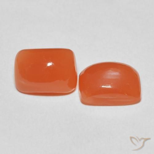 4.87 ctw Orange Moonstone Stones, Natural Moonstone in Cushion Cabochon Shape for Sale