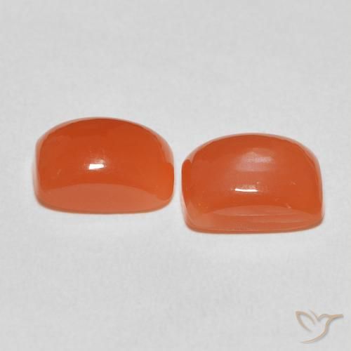 Moonstone Gemstones in 9 x 7 mm (calibrated) Size for Sale, Moonstone Stones in Fire Orange Color