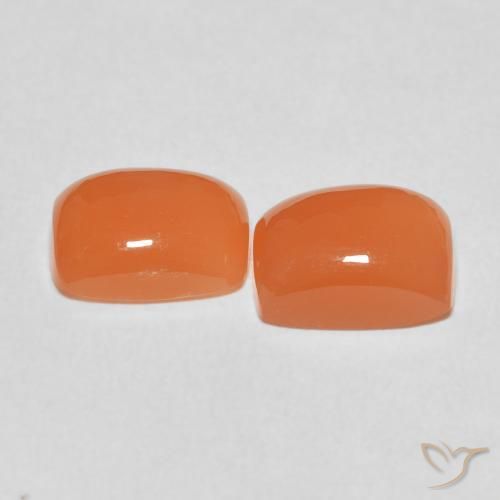 Moonstone Gemstones in 9 x 7 mm (calibrated) Size for Sale, Moonstone Stones in Reddish Orange Color