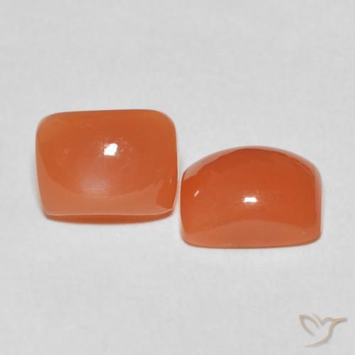 4.87 ctw Orange Moonstone Stones, Natural Moonstone in Cushion Cabochon Shape for Sale