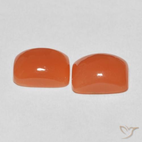 Moonstone Gemstones in 9.3 x 7.3 mm Size for Sale, Moonstone Stones in Warm Apricot Orange Color