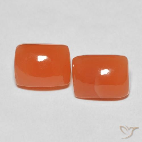 5.05ctw Natural Medium Orange Moonstone, Cushion, Translucent