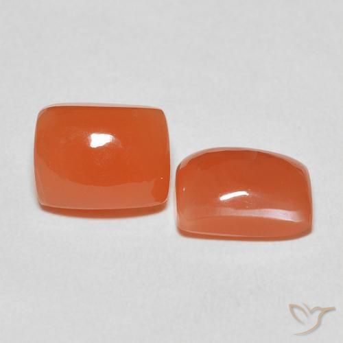 5.05 ctw Orange Moonstone Stones, Natural Moonstone in Cushion Cabochon Shape for Sale