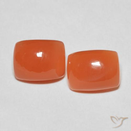 5.34ctw Natural Medium Orange Moonstone, Cushion, Translucent
