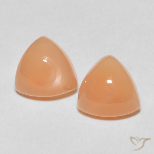 3.70ctw Natural Medium Light-Orange Moonstone, Trillion, Translucent
