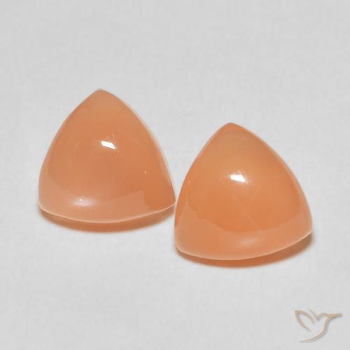 3.93ctw Natural Medium Light-Orange Moonstone, Trillion, Translucent