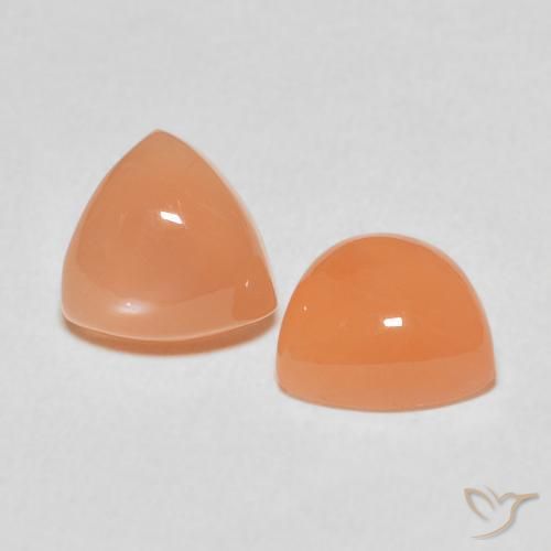 3.93 ctw Orange Moonstone Stones, Natural Moonstone in Trillion Cabochon Shape for Sale