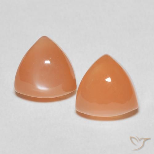 4.17ctw Natural Cantaloupe Orange Moonstone, Trillion, Translucent