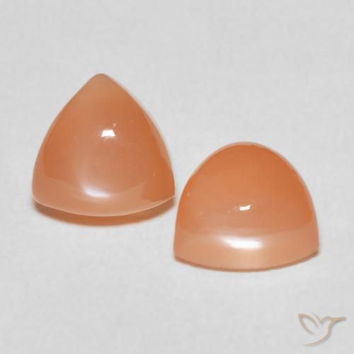 4.17 ctw Orange Moonstone Stones, Natural Moonstone in Trillion Cabochon Shape for Sale
