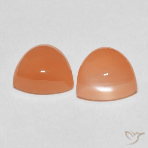 Moonstone Gemstones in 8 x 8 mm (calibrated) Size for Sale, Moonstone Stones in Cantaloupe Orange Color