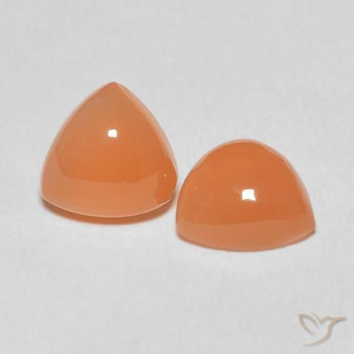 3.54 ctw Orange Moonstone Stones, Natural Moonstone in Trillion Cabochon Shape for Sale