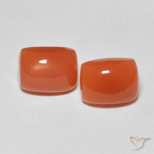4.98ctw Natural Reddish Orange Moonstone, Cushion, Translucent