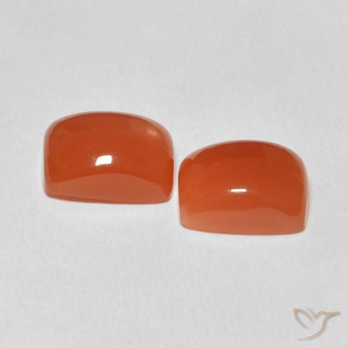 Moonstone Gemstones in 9 x 7 mm (calibrated) Size for Sale, Moonstone Stones in Reddish Orange Color