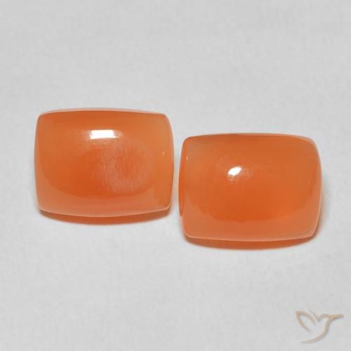 4.44ctw Natural Reddish Orange Moonstone, Cushion, Translucent