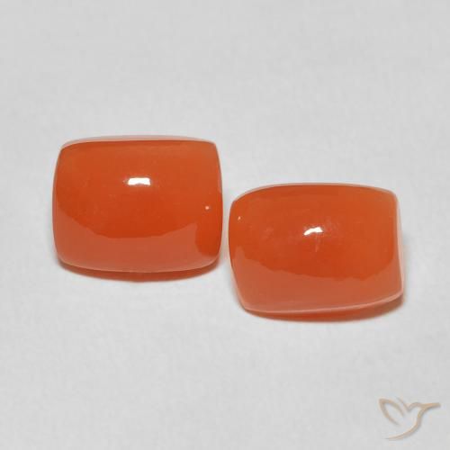 5.34ctw Natural Fire Orange Moonstone, Cushion, Translucent