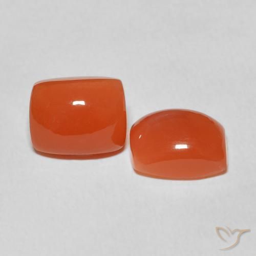 5.34 ctw Orange Moonstone Stones, Natural Moonstone in Cushion Cabochon Shape for Sale