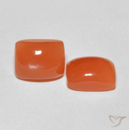 4.96 ctw Orange Moonstone Stones, Natural Moonstone in Cushion Cabochon Shape for Sale