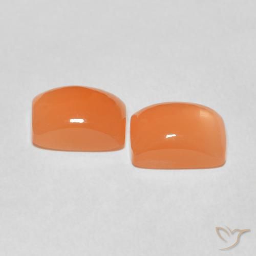 Moonstone Gemstones in 9 x 7 mm (calibrated) Size for Sale, Moonstone Stones in Reddish Orange Color