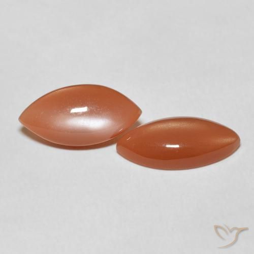 5.36 ctw Orange Moonstone Stones, Natural Moonstone in Marquise Cabochon Shape for Sale