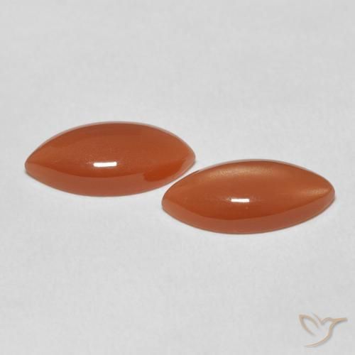 Moonstone Gemstones in 14 x 7 mm (calibrated) Size for Sale, Moonstone Stones in Intense Orange Color