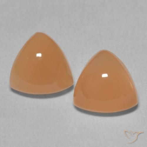 3.56ctw Natural Medium Orange Moonstone, Trillion, Translucent