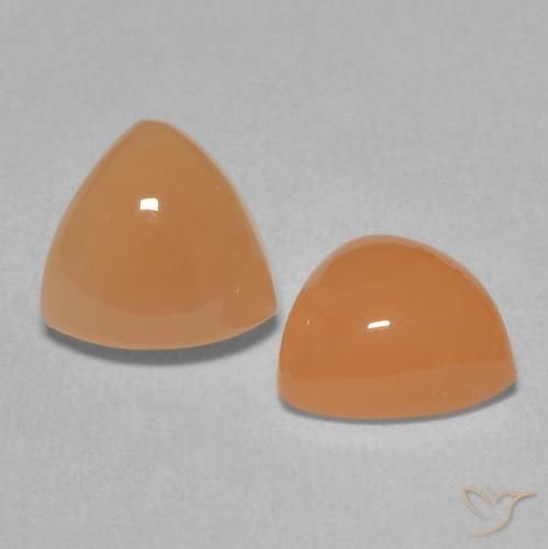 3.56 ctw Orange Moonstone Stones, Natural Moonstone in Trillion Cabochon Shape for Sale