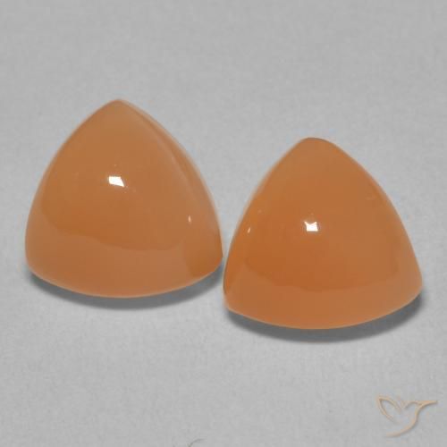 3.80ctw Natural Reddish Orange Moonstone, Trillion, Translucent