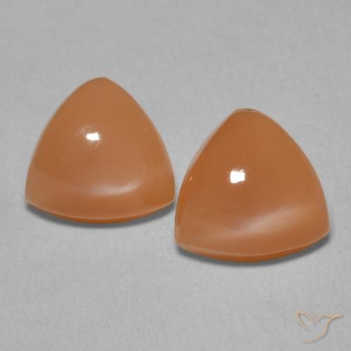 3.60ctw Natural Warm Apricot Orange Moonstone, Trillion, Translucent
