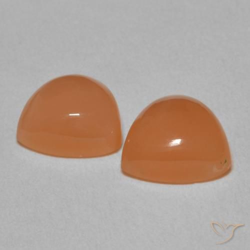 Moonstone Gemstones in 8.1 x 7.3 mm Size for Sale, Moonstone Stones in Warm Apricot Orange Color