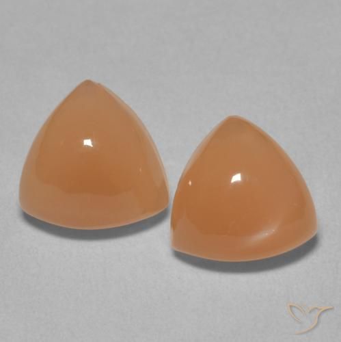 3.92ctw Natural Peach Orange Moonstone, Trillion, Translucent
