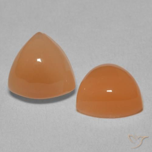 3.92 ctw Orange Moonstone Stones, Natural Moonstone in Trillion Cabochon Shape for Sale