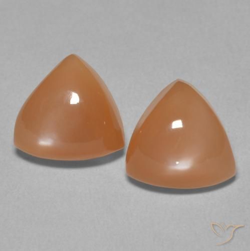3.86ctw Natural Light Reddish Orange Moonstone, Trillion, Translucent