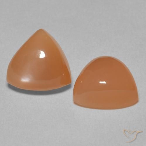 3.86 ctw Orange Moonstone Stones, Natural Moonstone in Trillion Cabochon Shape for Sale