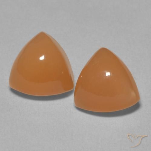 4.04ctw Natural Reddish Orange Moonstone, Trillion, Translucent
