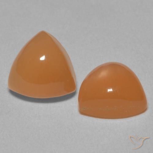 4.04 ctw Orange Moonstone Stones, Natural Moonstone in Trillion Cabochon Shape for Sale