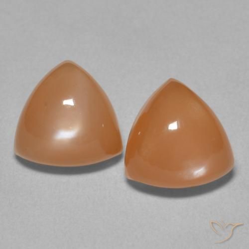4.36ctw Natural Light Orange Moonstone, Trillion, Translucent