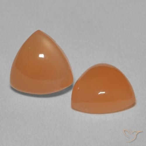 3.21 ctw Orange Moonstone Stones, Natural Moonstone in Trillion Cabochon Shape for Sale