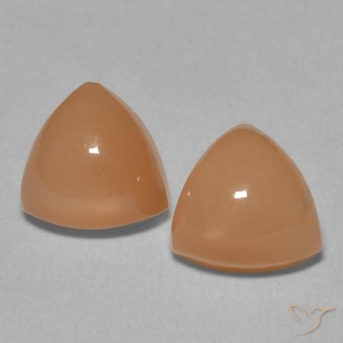 3.71ctw Natural Cantaloupe Orange Moonstone, Trillion, Translucent