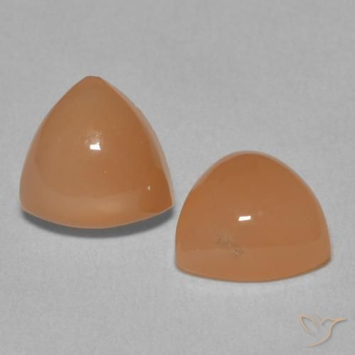 3.71 ctw Orange Moonstone Stones, Natural Moonstone in Trillion Cabochon Shape for Sale