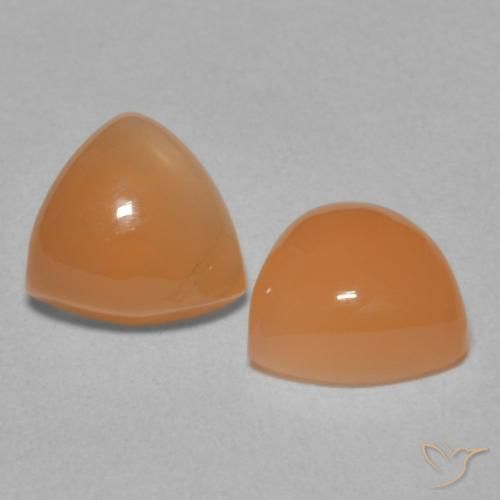 3.97 ctw Orange Moonstone Stones, Natural Moonstone in Trillion Cabochon Shape for Sale
